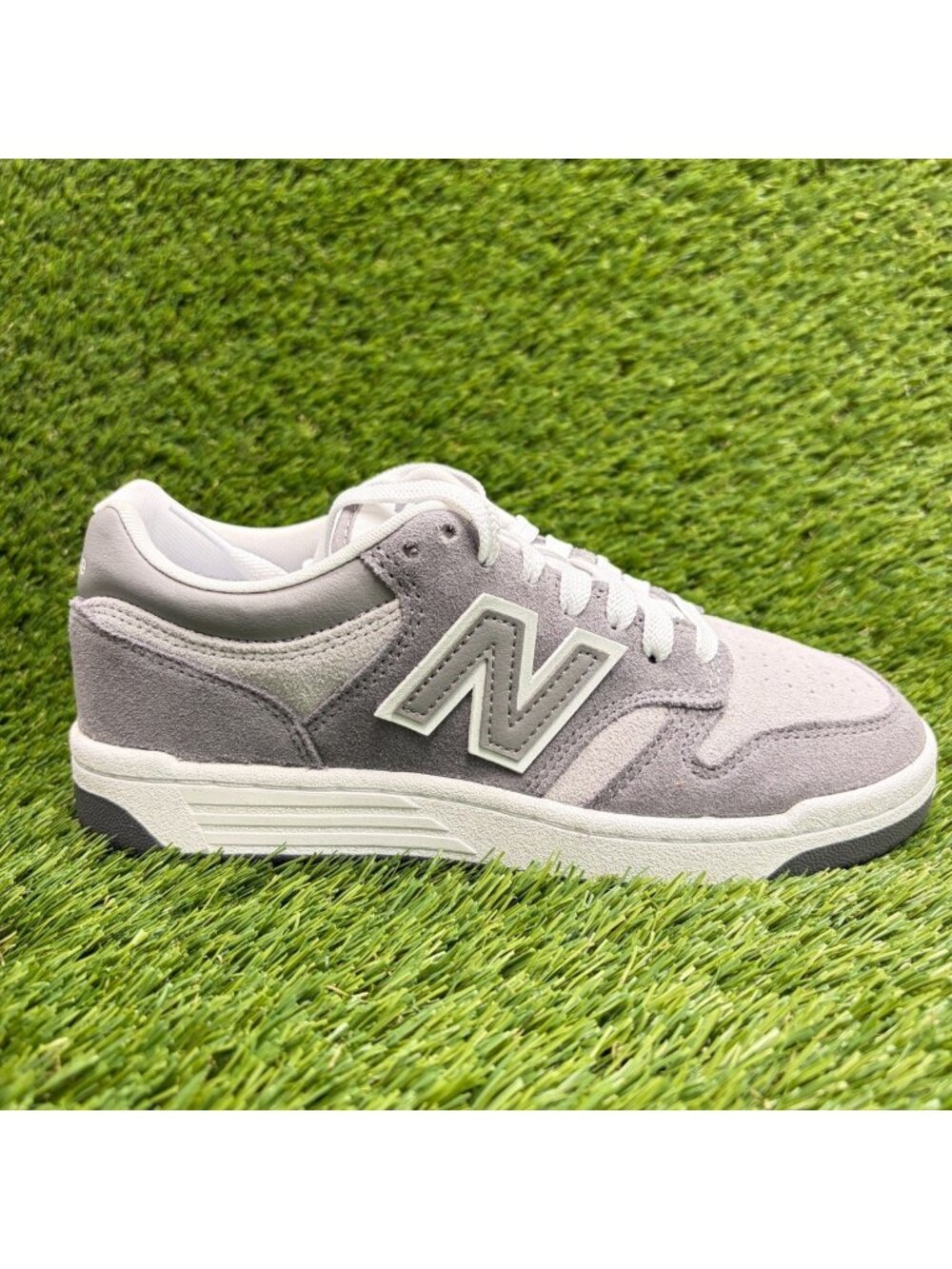 New Balance 480 Womens Size 6D Gray White Athletic Suede Walking Shoes Sneakers